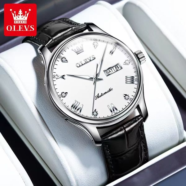 olevs men's watch fully automatic mechanical business gentlemen's diamond inlaid night glow 41mm men's watch, Slivery;brown
olevs men's watch fully automatic mechanical business gentlemen's diamond inlaid night glow 41mm men's watch, Slivery;brown
