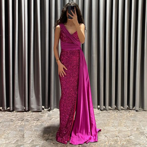 sparking fuchsia sheath evening dresses one shoulder ruched side split womens special occasion dress sequin column floor length vestido de n, Black;red
sparking fuchsia sheath evening dresses one shoulder ruched side split womens special occasion dress sequin column floor length vestido de n, Black;red