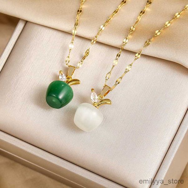 pendant necklaces design sense green white apple pendant stainless steel necklaces for women style female elegant party chain, Silver
pendant necklaces design sense green white apple pendant stainless steel necklaces for women style female elegant party chain, Silver