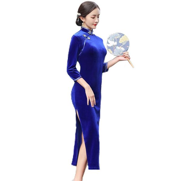 dresses women vintage velour qipao chinese traditional veet cheongsam autumn winter 3/4 sleeves evening party dress stretch plus size, Black;gray
dresses women vintage velour qipao chinese traditional veet cheongsam autumn winter 3/4 sleeves evening party dress stretch plus size, Black;gray