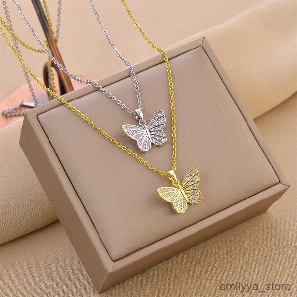 pendant necklaces luxury cubic butterfly pendant necklace women's stainless steel chain neck aesthetic fashion jewelry girls gift, Silver
pendant necklaces luxury cubic butterfly pendant necklace women's stainless steel chain neck aesthetic fashion jewelry girls gift, Silver