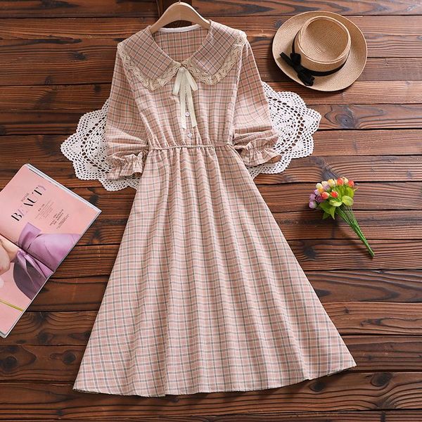 dresses mori girl elegant midi vestidos new autumn fashion peter pan collar long sleeve women plaid dress, Black;gray
dresses mori girl elegant midi vestidos new autumn fashion peter pan collar long sleeve women plaid dress, Black;gray