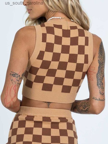 camis summer tank women clothing street style checkerboard knitted s crew neck sleeveless slim fit crop vest l230522, White
camis summer tank women clothing street style checkerboard knitted s crew neck sleeveless slim fit crop vest l230522, White
