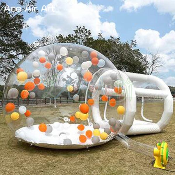 Image of Inflatable Transparent Bubble Tent With Tunnel For Camping High Quality Outdoor Tarvel Light Weight Clear Dome Tent
