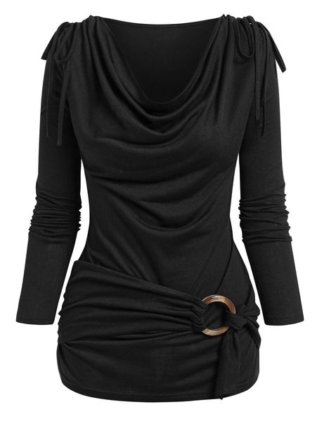t-shirt cowl neck cinched o ring tee long sleeve loose women's spring autumn style blouses shirt, White
t-shirt cowl neck cinched o ring tee long sleeve loose women's spring autumn style blouses shirt, White