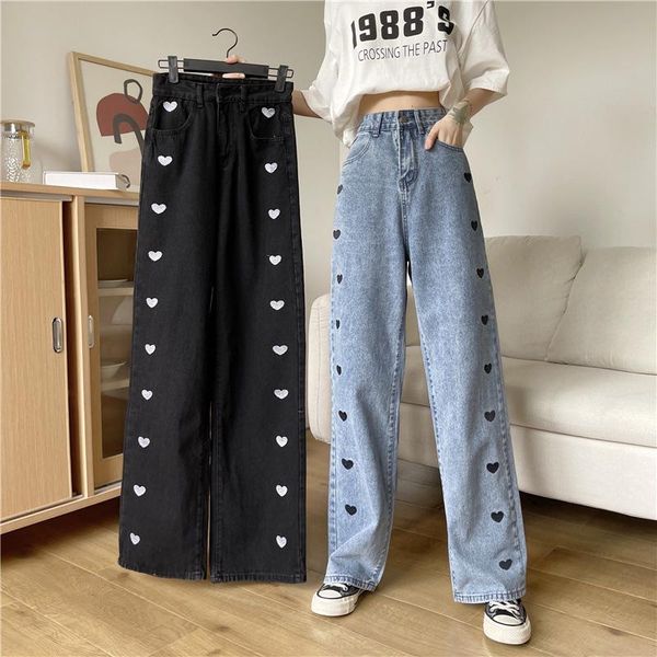 jeans women's jeans button high waisted jeans for women trousers for girls wide leg jeans long pants high waist printing heart, Blue
jeans women's jeans button high waisted jeans for women trousers for girls wide leg jeans long pants high waist printing heart, Blue