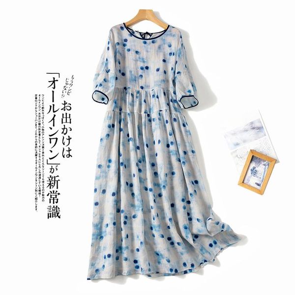 dresses polka dot sky blue vintage linen loose waist three quarter women's dress oneck aline midcalf dresses for women 2023 spring, Black;gray
dresses polka dot sky blue vintage linen loose waist three quarter women's dress oneck aline midcalf dresses for women 2023 spring, Black;gray