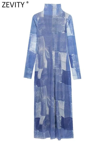 dresses zevity 2022 women vintage denim cloth patchwork print perspective mesh midi dress female chic turtleneck collar vestidos ds3015, Black;gray
dresses zevity 2022 women vintage denim cloth patchwork print perspective mesh midi dress female chic turtleneck collar vestidos ds3015, Black;gray