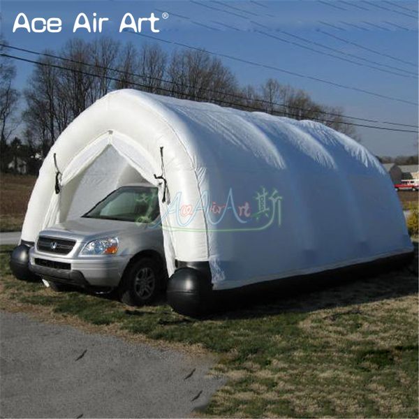 Image of 8mLx3.5mWx2.5mH (26x11.5x8ft) Ecnomic inflatable garage tent tunnel marquee car cover work shop booth with removable ZIPPER curtains and strong base tube for sale