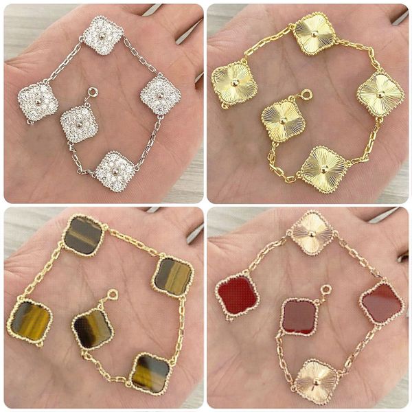 van clover bracelet fashion designer jewelry 4 leaf clover bracelets 18k gold silver plate agate diamond womens jewelry charm bangle for wom, Golden;silver
van clover bracelet fashion designer jewelry 4 leaf clover bracelets 18k gold silver plate agate diamond womens jewelry charm bangle for wom, Golden;silver