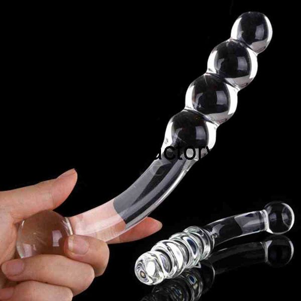 Massage Crystal Glass Dildo Beads Butt Plug Anal G-Spot Fake Penis Massager Masturbation Adult Sex Toys For women L230518