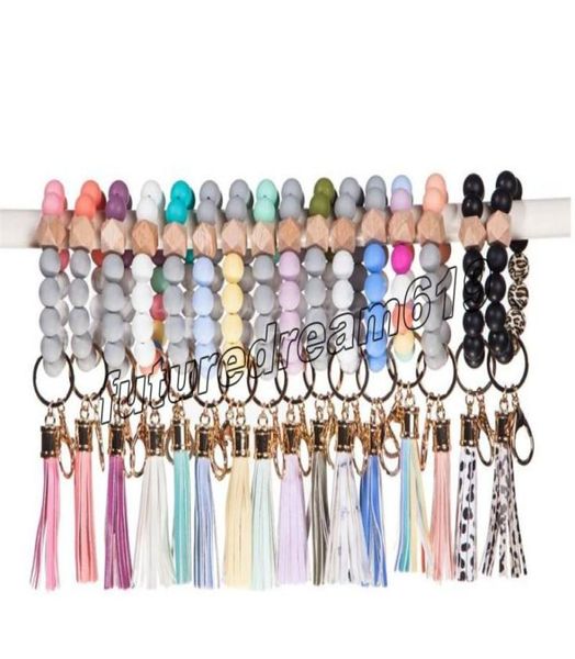 14 style tassels wood bead keychain silicone beads bracelet party favor leather key ring food grade wrist keychains2032813, Silver
14 style tassels wood bead keychain silicone beads bracelet party favor leather key ring food grade wrist keychains2032813, Silver
