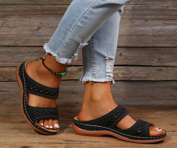 summer women wedge sandals premium orthopedic open toe slippers vintage antislip leather casual female platform retro shoes newl233695433, Black
summer women wedge sandals premium orthopedic open toe slippers vintage antislip leather casual female platform retro shoes newl233695433, Black
