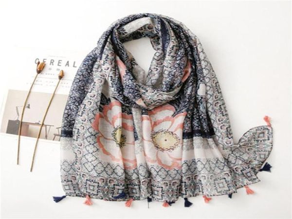 whole large soft viscose scarf with tassels floral print for women bohemian style summer bufandas cachecol7501079, Blue;gray
whole large soft viscose scarf with tassels floral print for women bohemian style summer bufandas cachecol7501079, Blue;gray