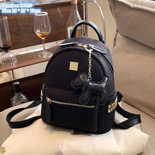 Factory wholesale ladies shoulder bag 2 colors solid color embossed leather handbag sweet plug-in cartoon fashion backpack personality rivet punk backpacks, Black-2182#
Factory wholesale ladies shoulder bag 2 colors solid color embossed leather handbag sweet plug-in cartoon fashion backpack personality rivet punk backpacks, Black-2182#