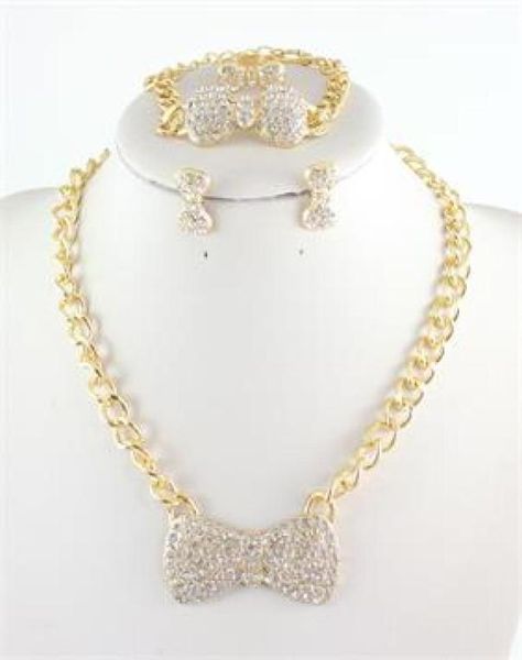 jewelry sets gold tone chunky chain full rhinestone bow pendant necklace bracelet ring earring set4886895, Black
jewelry sets gold tone chunky chain full rhinestone bow pendant necklace bracelet ring earring set4886895, Black