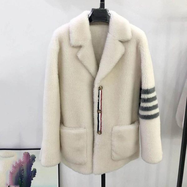 fur korean short style winter coat women warm overcoat turndown collar 100% real sheep wool jacket new fashion four striped arm, Black
fur korean short style winter coat women warm overcoat turndown collar 100% real sheep wool jacket new fashion four striped arm, Black