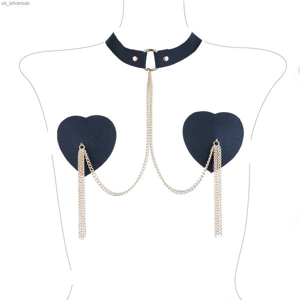 women 1 pair heart nipple cover reusable metal chain linked with choker tassel nipple pasties necklace body chain jewelry l230523
women 1 pair heart nipple cover reusable metal chain linked with choker tassel nipple pasties necklace body chain jewelry l230523