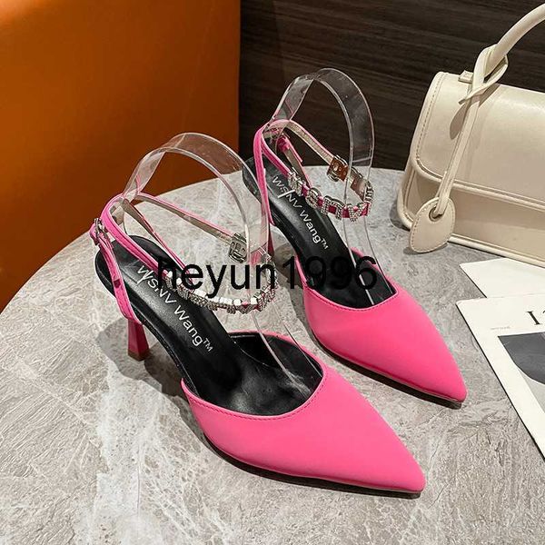 2023 spring/summer new water diamond mother button thin pointed toe wrapped half slippers for women with high heel muller shoes, Black
2023 spring/summer new water diamond mother button thin pointed toe wrapped half slippers for women with high heel muller shoes, Black