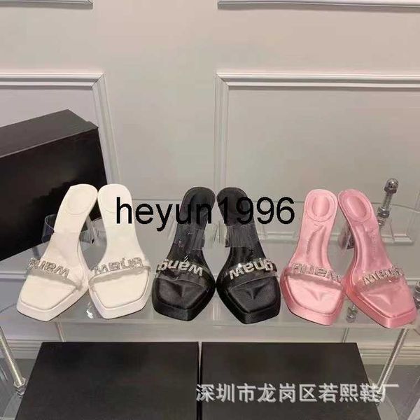 aw king spring/summer new transparent word with square headed letter diamond high heel sandals open toe outward wearing one step slippers, Black
aw king spring/summer new transparent word with square headed letter diamond high heel sandals open toe outward wearing one step slippers, Black