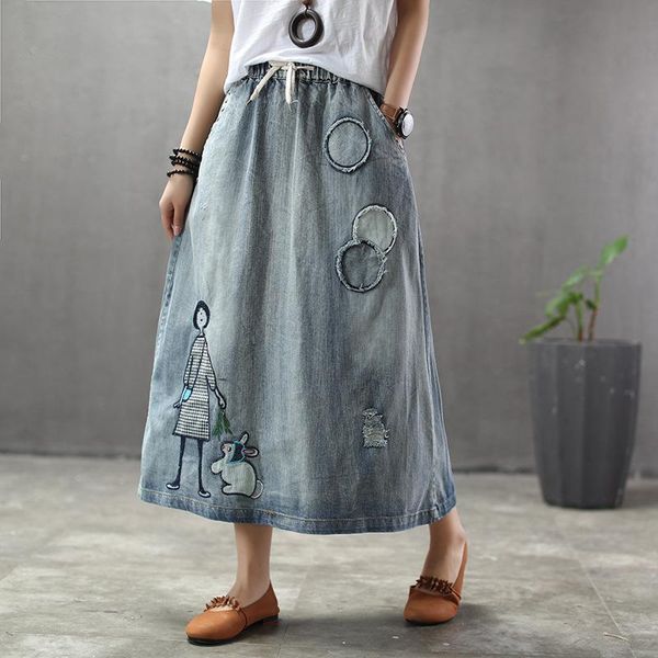 dresses ethnic style retro print little girl rabbit denim skirt female patch elastic waist skirt, Black;gray
dresses ethnic style retro print little girl rabbit denim skirt female patch elastic waist skirt, Black;gray