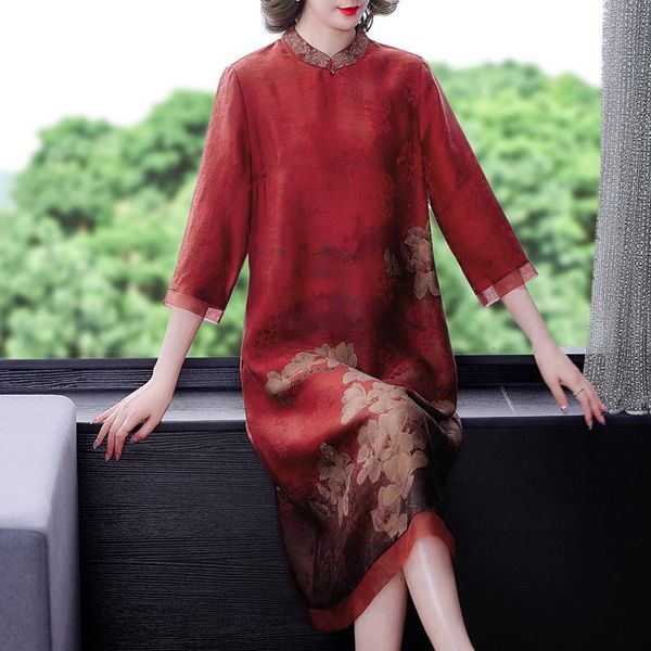dresses spring autumn red floral natural silk midi dress 2023 korean vintage casual dress women elegant loose waist dress, Black;gray
dresses spring autumn red floral natural silk midi dress 2023 korean vintage casual dress women elegant loose waist dress, Black;gray