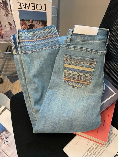 2023 spring/summer new european high waist slim straight leg pants pear shape blue jeans women's flipped smoke pipe pants
2023 spring/summer new european high waist slim straight leg pants pear shape blue jeans women's flipped smoke pipe pants