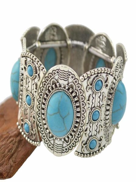 fashion vintage silver carving flower turquoise gem stone ethnic boho statement elastic bracelet2129994, Black
fashion vintage silver carving flower turquoise gem stone ethnic boho statement elastic bracelet2129994, Black
