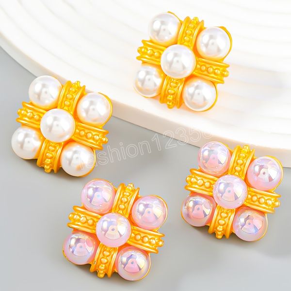 fashion metal imitation pearl geometric earrings women's classic stud earrings banquet jewelry accessories, Golden;silver
fashion metal imitation pearl geometric earrings women's classic stud earrings banquet jewelry accessories, Golden;silver