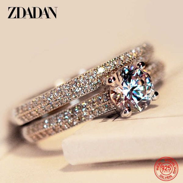 solitaire ring zdadan 925 sterling silver double zircon rings for women fashion wedding engagement jewelry gift z0603, Golden;silver
solitaire ring zdadan 925 sterling silver double zircon rings for women fashion wedding engagement jewelry gift z0603, Golden;silver