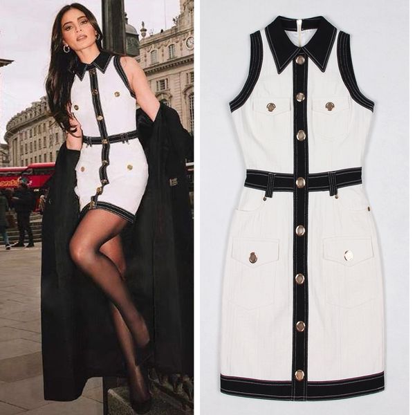 urban dresses high street designer women's turn-down collar buttons jacquard sleeveless sheath dress ba030, White;black
urban dresses high street designer women's turn-down collar buttons jacquard sleeveless sheath dress ba030, White;black