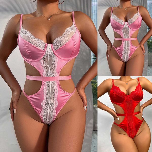 set women' funny lingerie comfortable stretchy lace see through patch bodysuit mujer see through product pajamas j230603, Red;black
set women' funny lingerie comfortable stretchy lace see through patch bodysuit mujer see through product pajamas j230603, Red;black