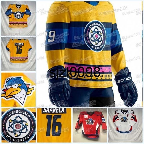 sj98 custom springfield thunderbirds ahl hockey jersey matthew peca sam anas nathan walker scott perunovich hugh mcging logan brown josh, Black