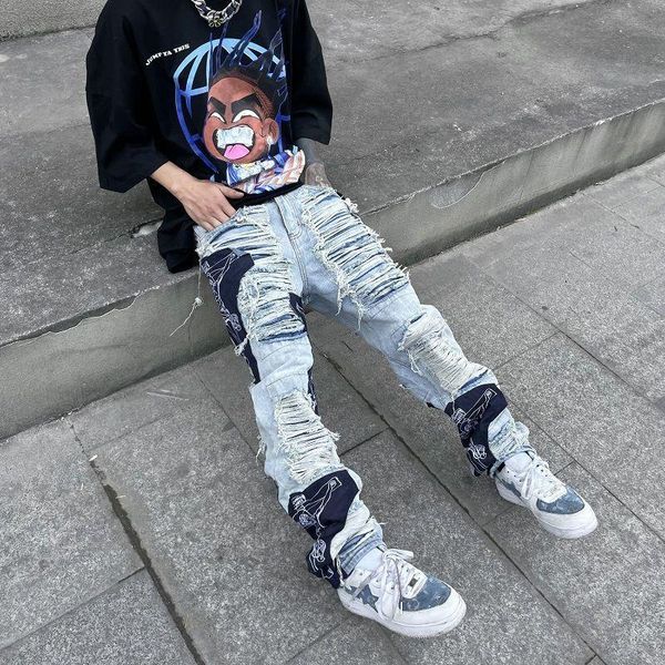 pants fashion streetwear mens washed knife cut damaged patch ripped jeans ing men's and women's straight loose wide leg pant, Black
pants fashion streetwear mens washed knife cut damaged patch ripped jeans ing men's and women's straight loose wide leg pant, Black
