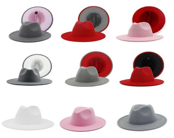 new arrival outer grey inner pink patchwork wool felt fedora hat simple cotton polyester wide brim fedora panama hats5520135, Blue;gray
new arrival outer grey inner pink patchwork wool felt fedora hat simple cotton polyester wide brim fedora panama hats5520135, Blue;gray