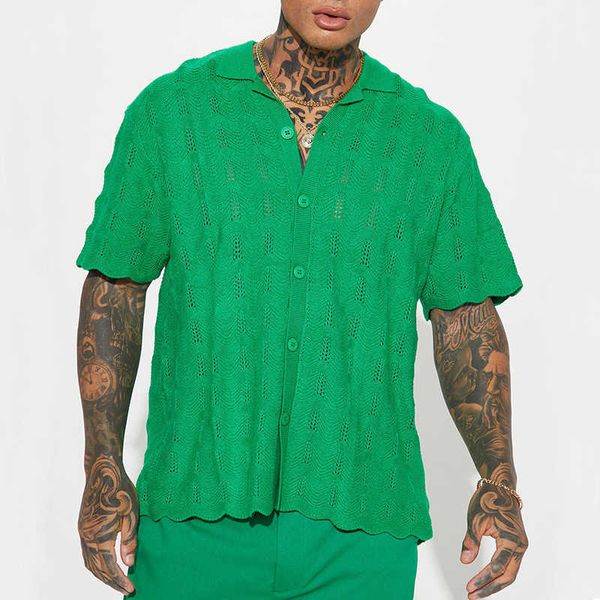 sale j h summer hollow out knitted shirt men button down tshirt solid color loose casual ys, White;black
sale j h summer hollow out knitted shirt men button down tshirt solid color loose casual ys, White;black