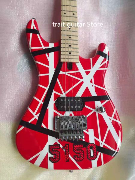 5150 electric guitar, imported alder body, canadian maple fingerboard, red and white striped body and head, stock, quick package
5150 electric guitar, imported alder body, canadian maple fingerboard, red and white striped body and head, stock, quick package