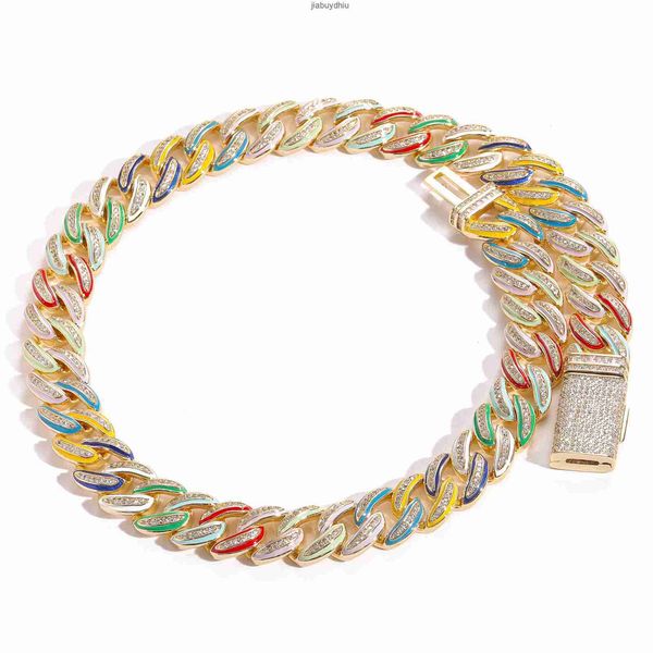 hip-hop necklace 15mm colorful real gold cuban chain men's iced out brass zircon link jewelry, Silver
hip-hop necklace 15mm colorful real gold cuban chain men's iced out brass zircon link jewelry, Silver