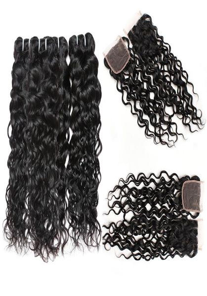 brazilian human hair 4 bundles with closure 8a brazilian water wave with 4x4 lace closure wet and wavy human hair weave9610302, Black 
brazilian human hair 4 bundles with closure 8a brazilian water wave with 4x4 lace closure wet and wavy human hair weave9610302, Black