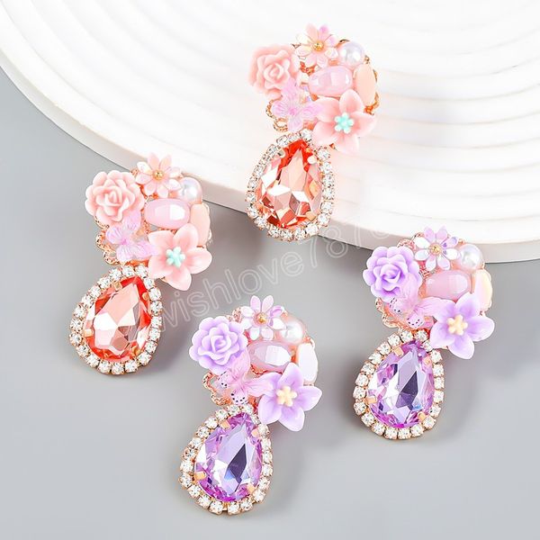 fashion metal pink rhinestone resin earrings women's exaggerated trend dangle earrings banquet jewelry accessories, Silver
fashion metal pink rhinestone resin earrings women's exaggerated trend dangle earrings banquet jewelry accessories, Silver