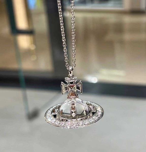 western empress dowager vivienne vivian saturn full diamond three dimensional necklace women's sweater chain small people luxury high e, Silver
western empress dowager vivienne vivian saturn full diamond three dimensional necklace women's sweater chain small people luxury high e, Silver