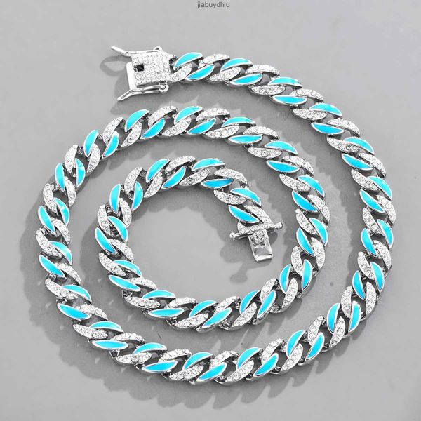10mm cuban chain alloy rhinestone hip hop necklace colorful enamel full diamond jewelry, Silver
10mm cuban chain alloy rhinestone hip hop necklace colorful enamel full diamond jewelry, Silver