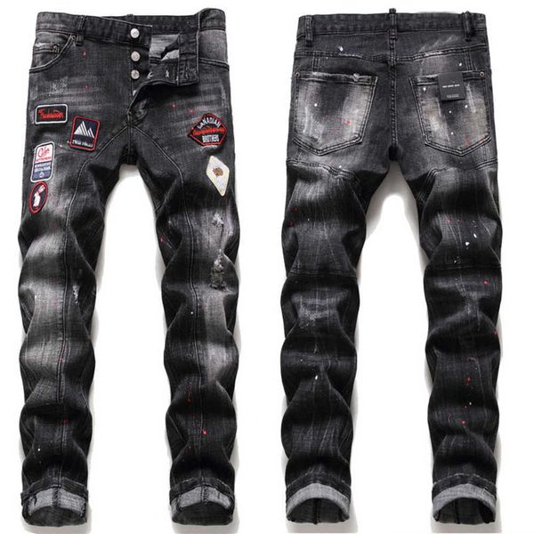 men more badge slim fit jeans straight leg washed fashion designer painted biker men's denim pants trousers big size123, Blue
men more badge slim fit jeans straight leg washed fashion designer painted biker men's denim pants trousers big size123, Blue