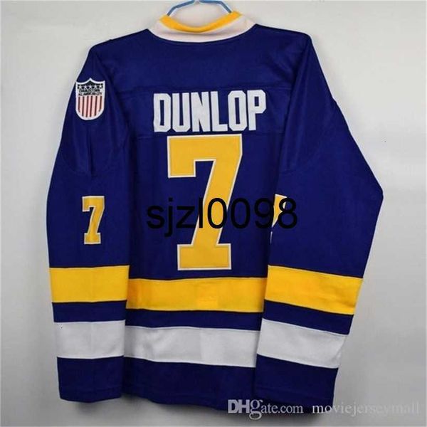 sj98 #7 reggie dunlp charlestown jersey slap sslapsmovie hockey jerseys, Black