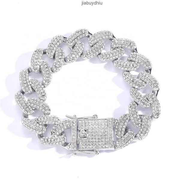 rhodium plated zinc alloy and three rows full austrian rhinestone hip hop 19mm big cuban chain bracelet, Silver
rhodium plated zinc alloy and three rows full austrian rhinestone hip hop 19mm big cuban chain bracelet, Silver