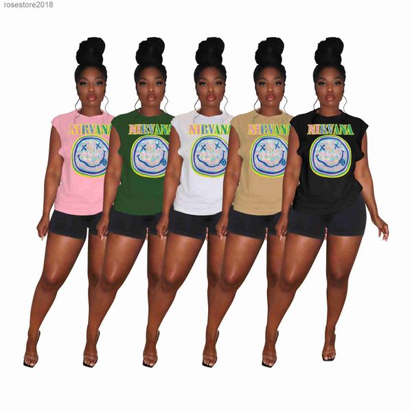 2023 women's summer new fashion smiling face print cotton round neck sleeveless t-shirt top, White
2023 women's summer new fashion smiling face print cotton round neck sleeveless t-shirt top, White