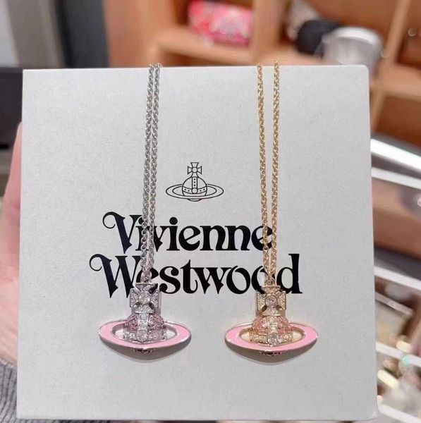 empress dowager west pink enamel saturn chain necklace with diamonds and dripping glue for women light luxury fashion pendant explosion, Silver
empress dowager west pink enamel saturn chain necklace with diamonds and dripping glue for women light luxury fashion pendant explosion, Silver