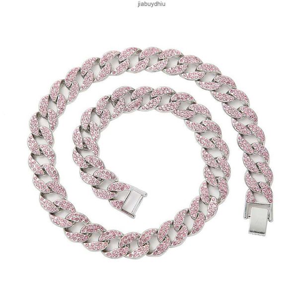 15mm pink diamonds cuban chain necklace hip hop rhinestone choker collar de cadena cubana diamantes rosas, Silver
15mm pink diamonds cuban chain necklace hip hop rhinestone choker collar de cadena cubana diamantes rosas, Silver