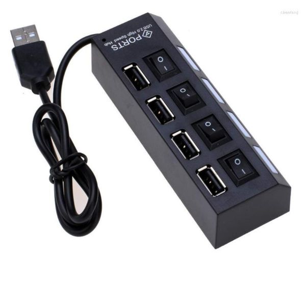Image of Smart Home Control High Speed Mini 4 Ports USB 2.0 Hub Adapter Blue LED Light Switch