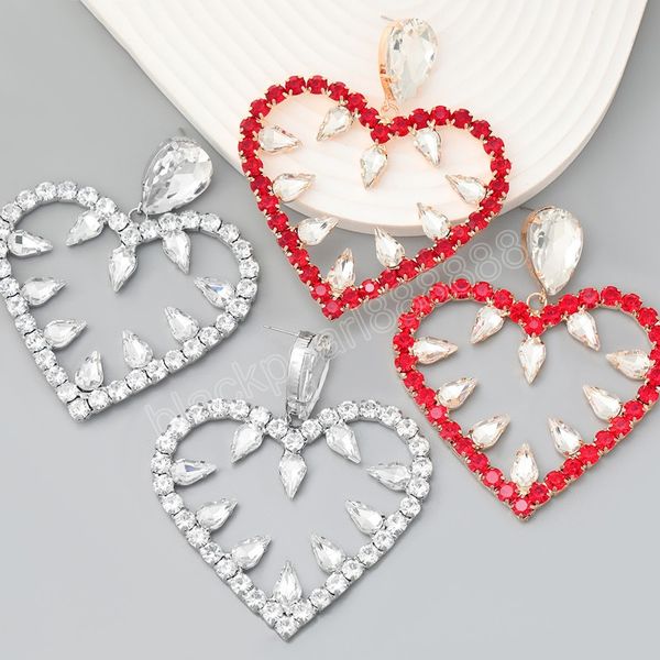 creative metal rhinestone heart shaped dangle earrings wedding jewelry women's charm accessories, Silver
creative metal rhinestone heart shaped dangle earrings wedding jewelry women's charm accessories, Silver